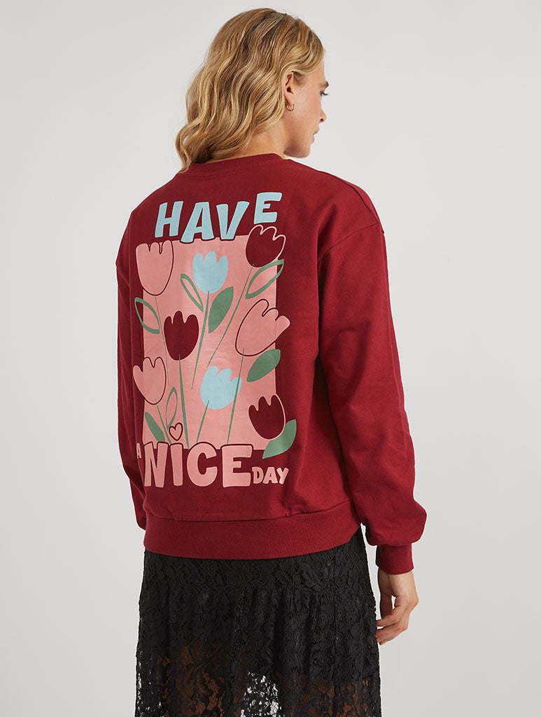 Have A Nice Day Burgundy Sweatshirt