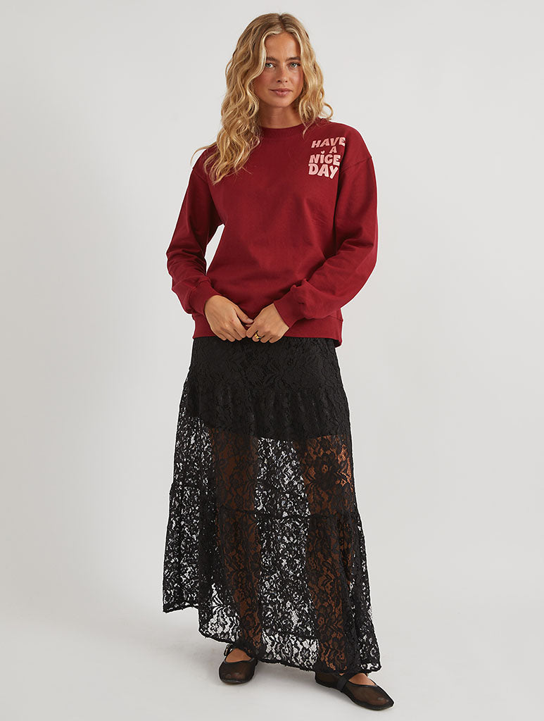 Have A Nice Day Burgundy Sweatshirt