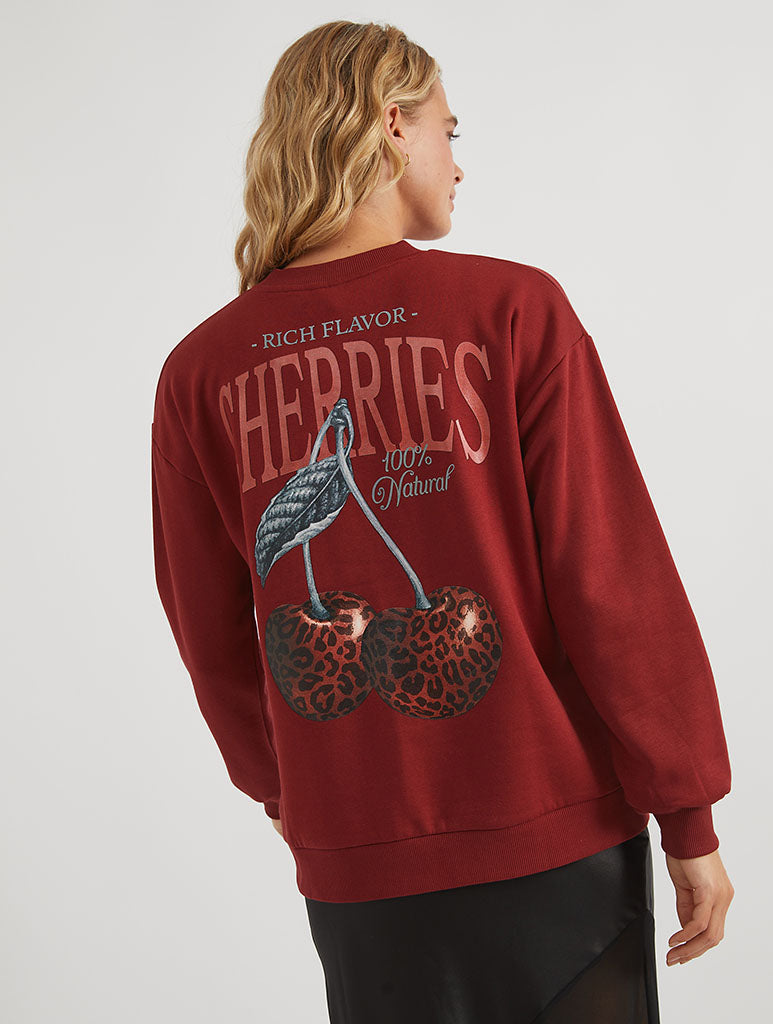 Custard Leopard Print Cherries Sweatshirt