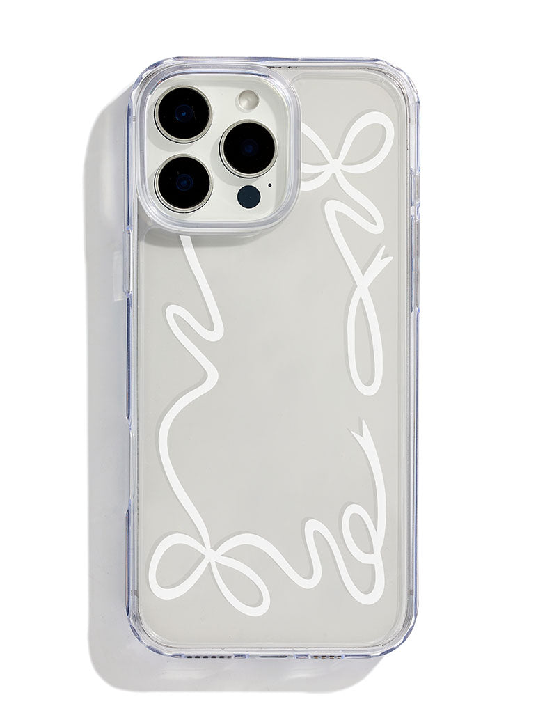 Custard White Bow Border iPhone Case