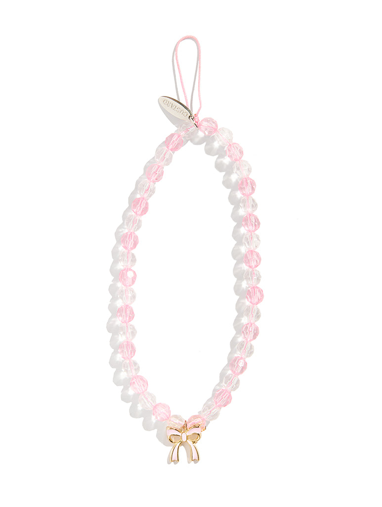 Pink Bow Crystal Beaded Strap