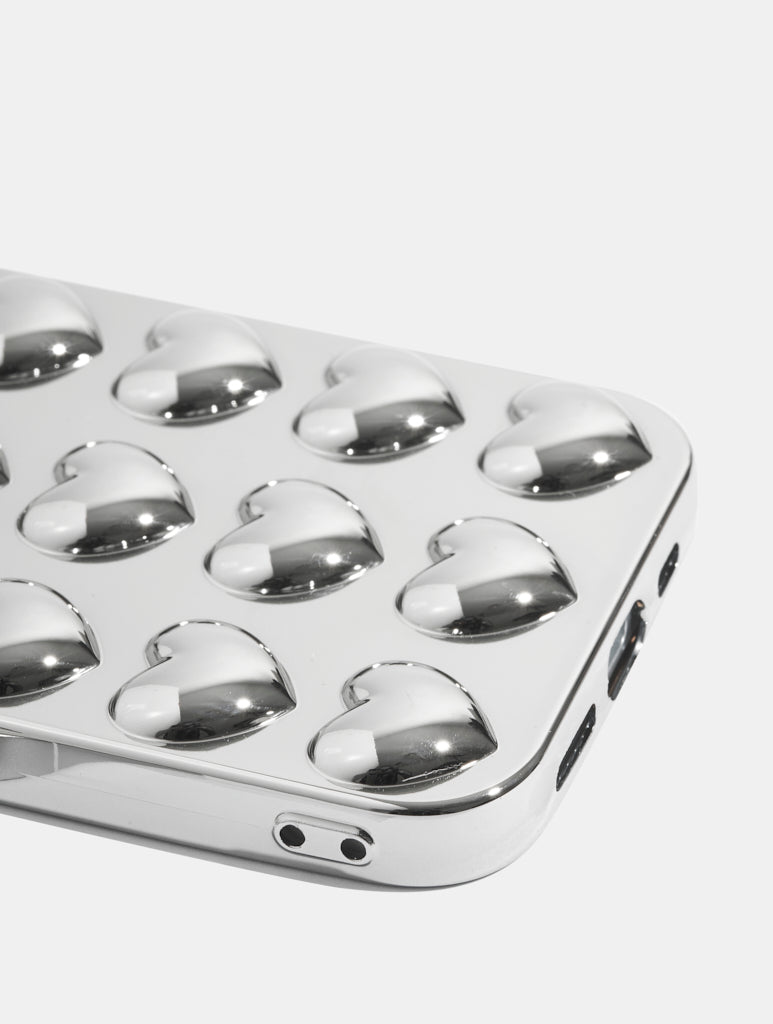 Silver Bubble Heart iPhone Case