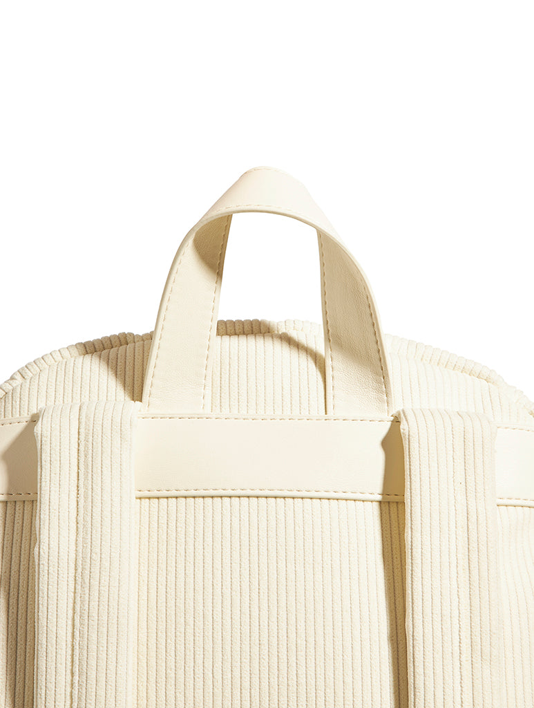 Custard Bow Embroidered Backpack in Cream