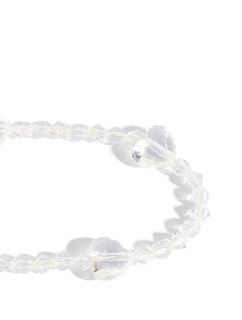 Custard Crystal Heart Beaded Strap