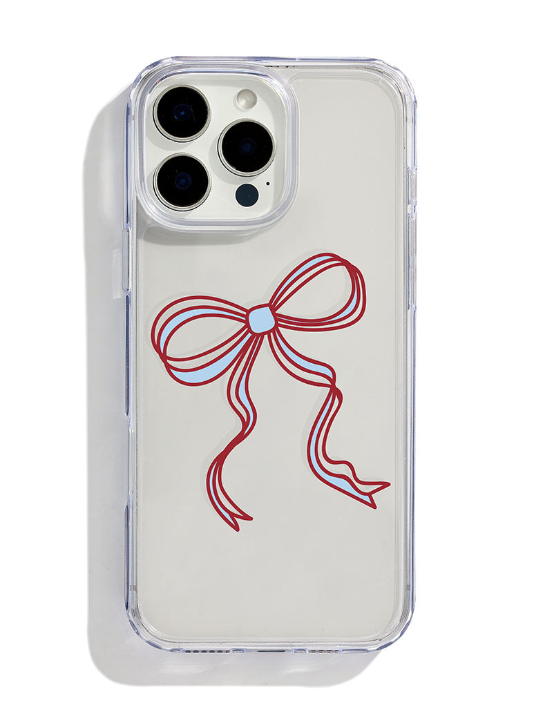 Custard Blue And Burgundy Single Bow iPhone Case