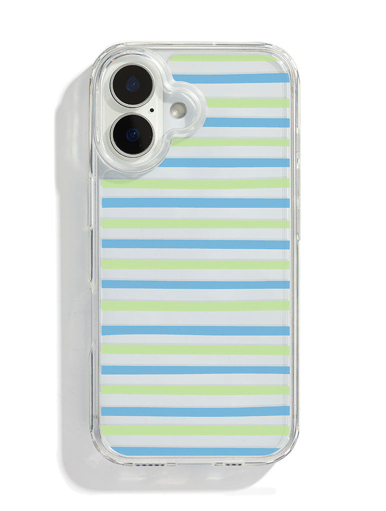 Custard Blue And Green Stripes iPhone Case