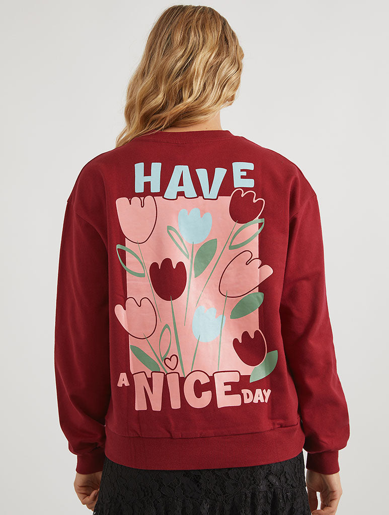 Have A Nice Day Burgundy Sweatshirt