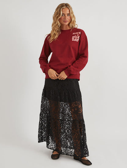 Have A Nice Day Burgundy Sweatshirt