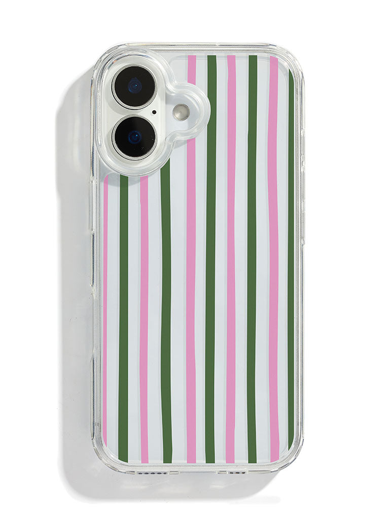 Custard Pink And Green Stripes iPhone Case