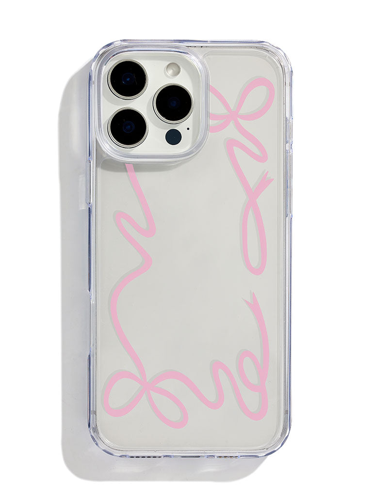 Custard Pink Bow Border iPhone Case