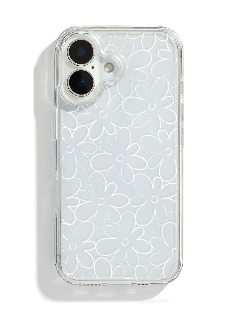 Custard White Flower Outline iPhone Case