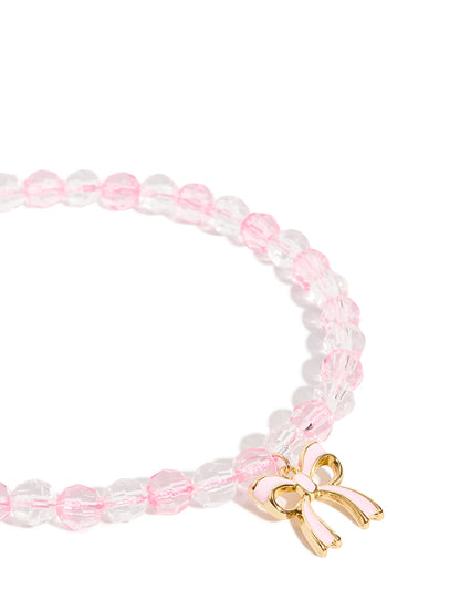 Pink Bow Crystal Beaded Strap