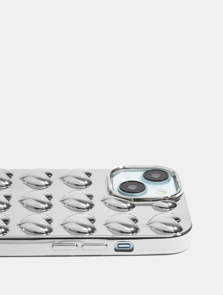 Silver Bubble Heart iPhone Case