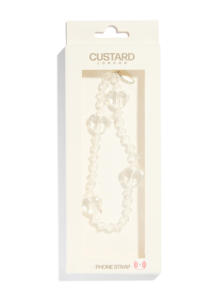 Custard Crystal Heart Beaded Strap