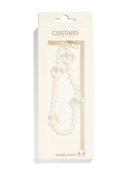 Custard Crystal Heart Beaded Strap