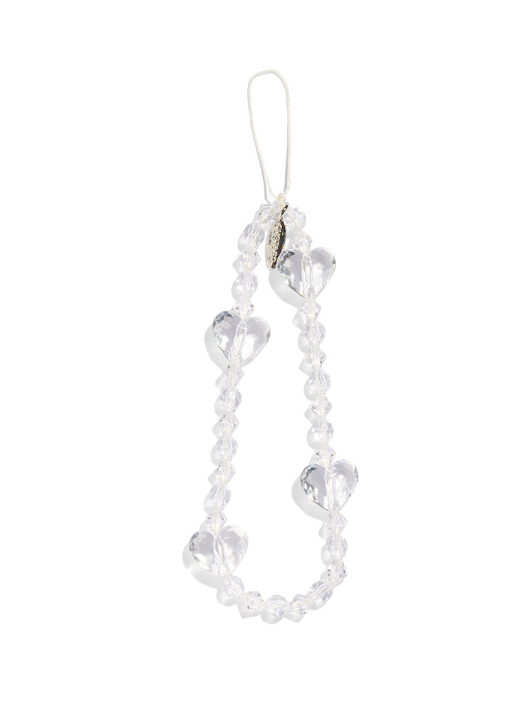Custard Crystal Heart Beaded Strap