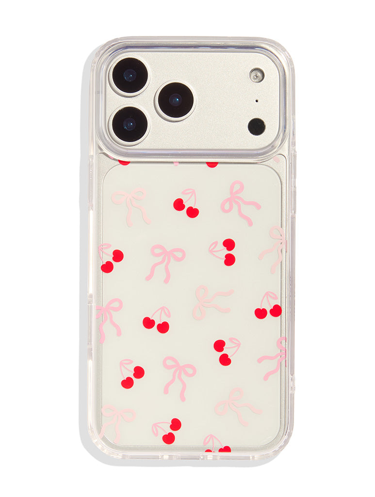 Custard Ditsy Cherry Bow iPhone Case