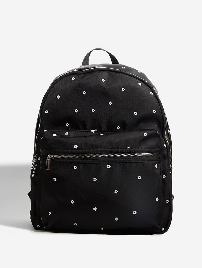 Custard Ditsy Flower Nylon Backpack