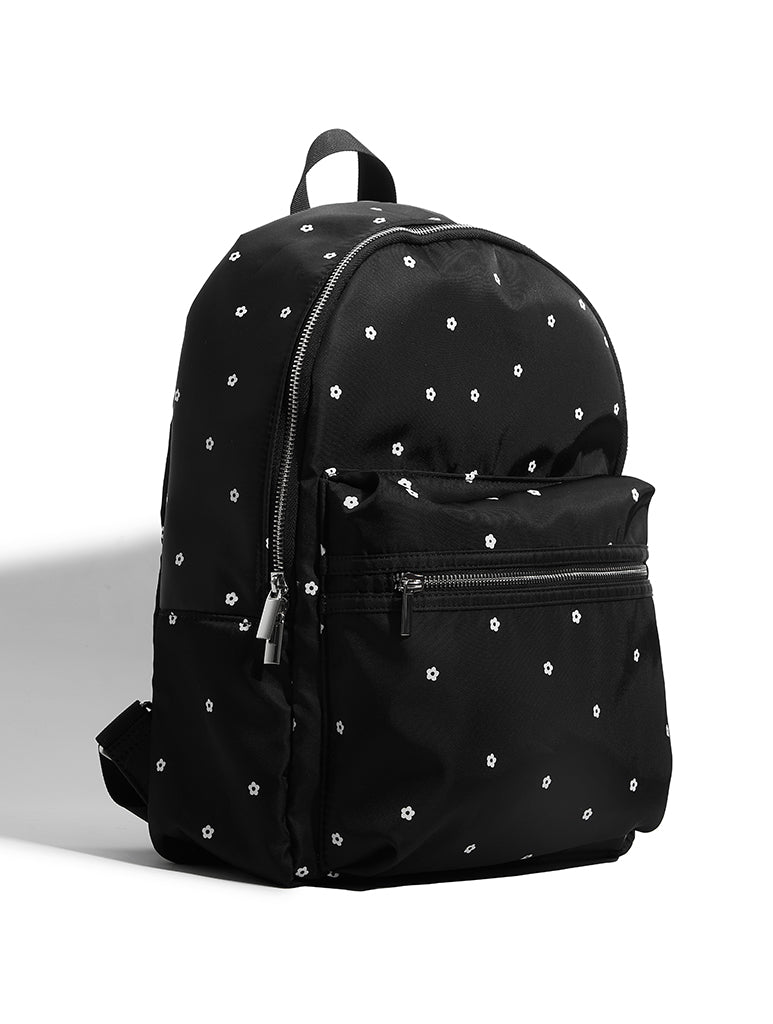 Custard Ditsy Flower Nylon Backpack