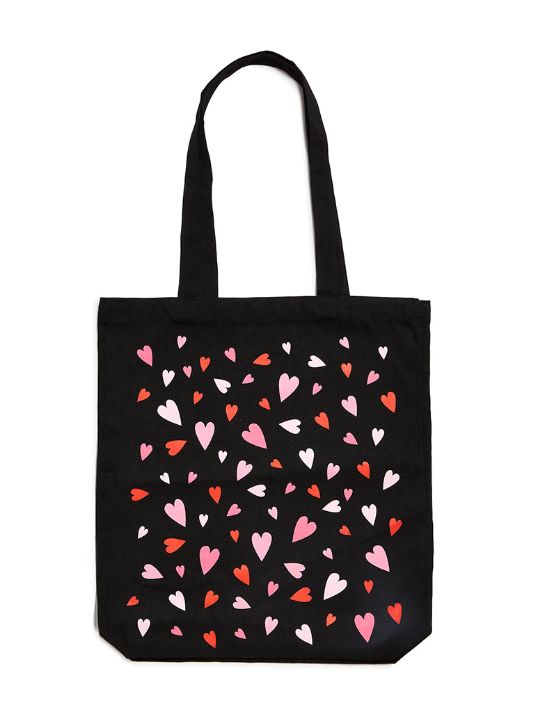 Custard Ditsy Heart Tote Bag