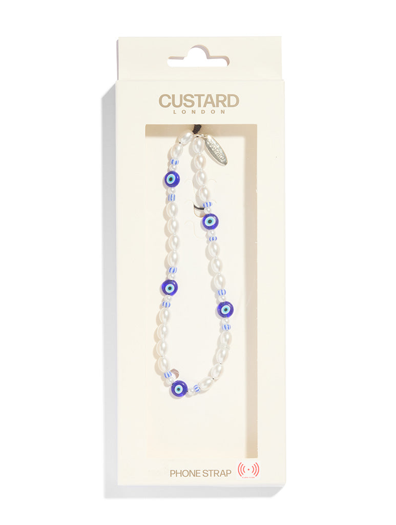 Custard Evil Eye Beaded Strap