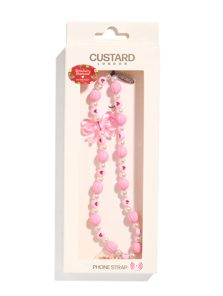 Custard x Strawberry Shortcake Bow Beaded Strap