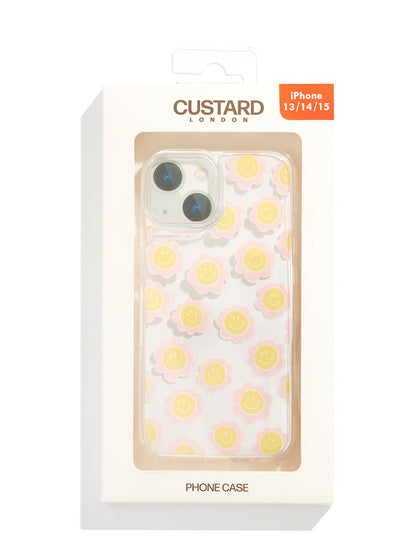 Pink and Yellow Happy Face iPhone Case