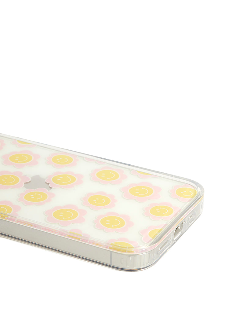 Pink and Yellow Happy Face iPhone Case