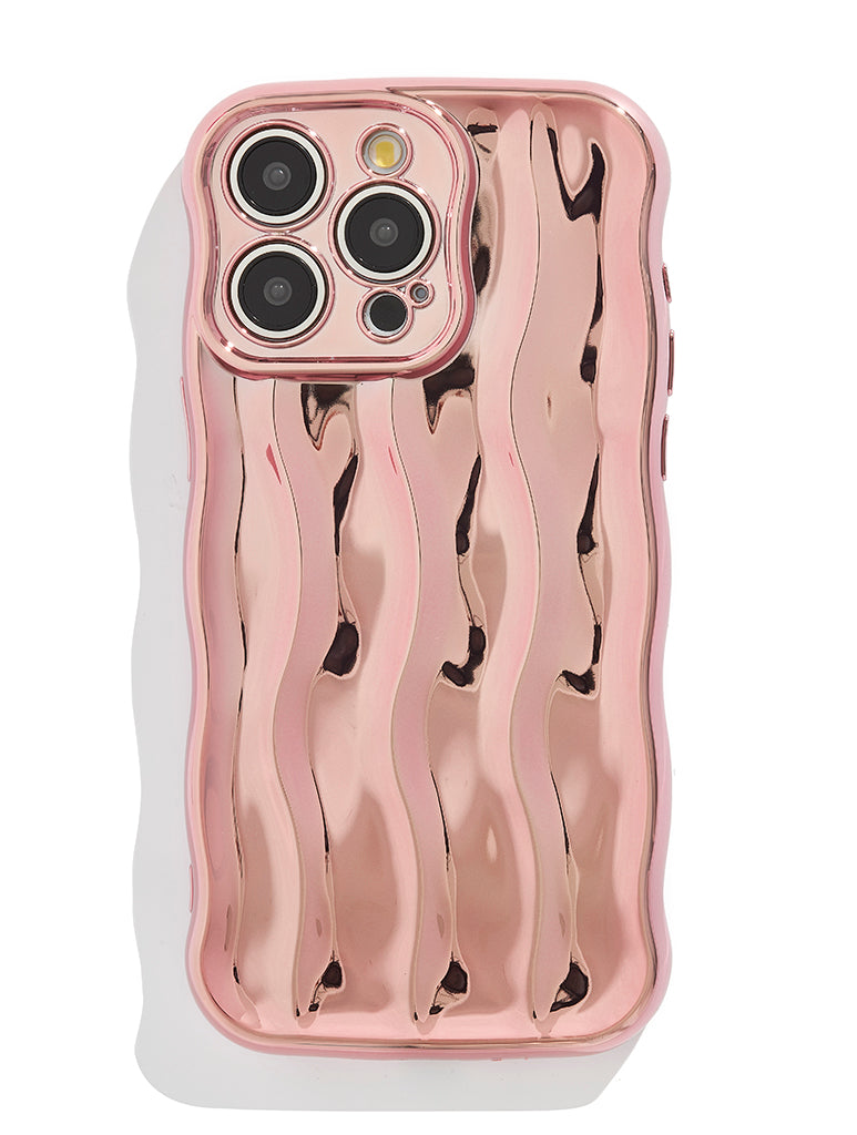 Rose Gold Chrome Ripple iPhone Case
