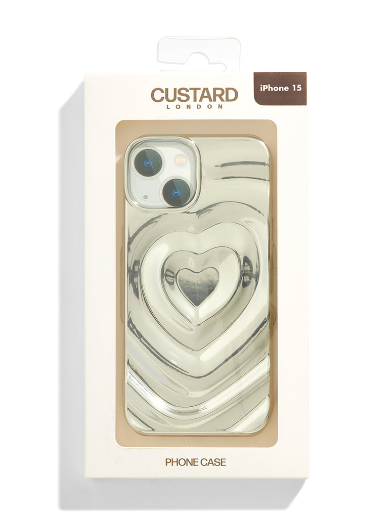 Silver Chrome 3D Heart iPhone Case