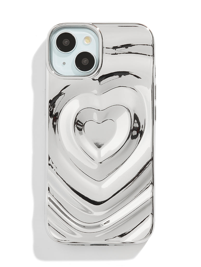 Silver Chrome 3D Heart iPhone Case