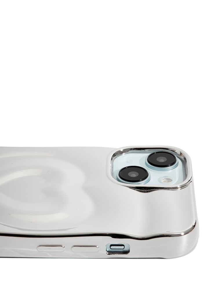 Silver Chrome 3D Heart iPhone Case